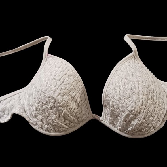 Victoria's Secret Crochet Padded Push Up White Bikini Top Size 34C - Picture 6 of 13